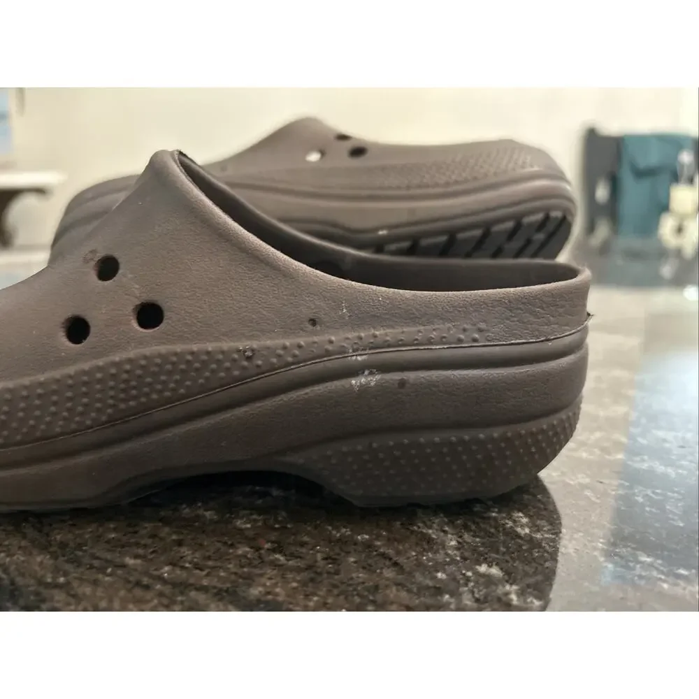 CROCS Shoes Slip On Clog Kids Sz J1 Brown Casual Sandal Rubber